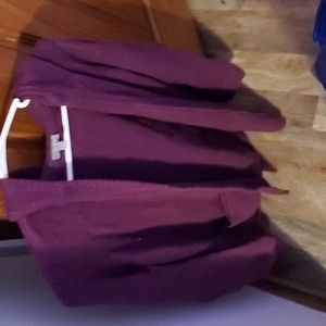 Talbots long cardigan sweater with hood and pockets burgundy small